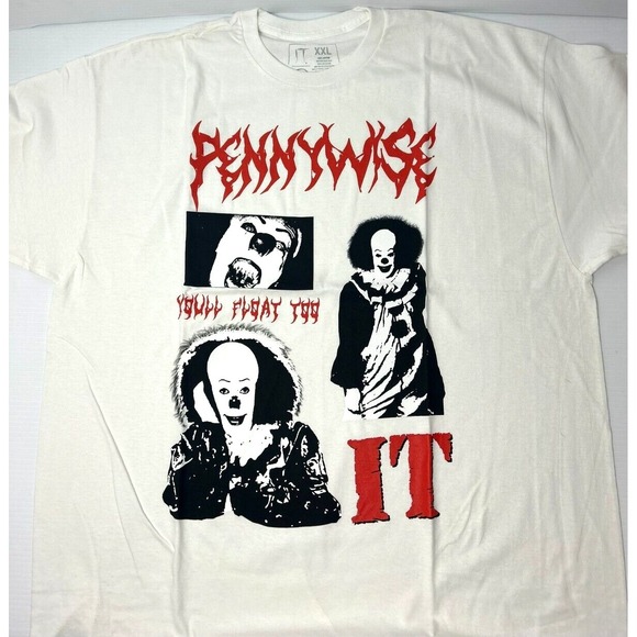 Ovla Other - IT Pennywise Youll Float Too Graphic Tee Mens Size XXL White Red Short Sleeve